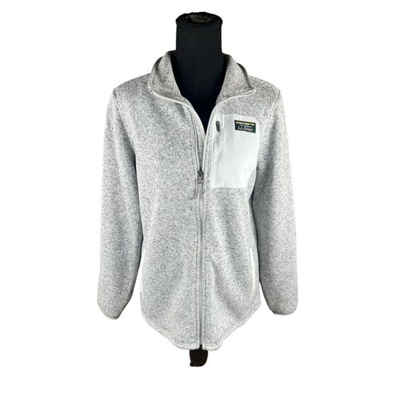 L.L. Bean Sweaters - L.L.Bean Sweater Fleece Full-Zip Overlay Jacket Women's large Heather Gray Logo